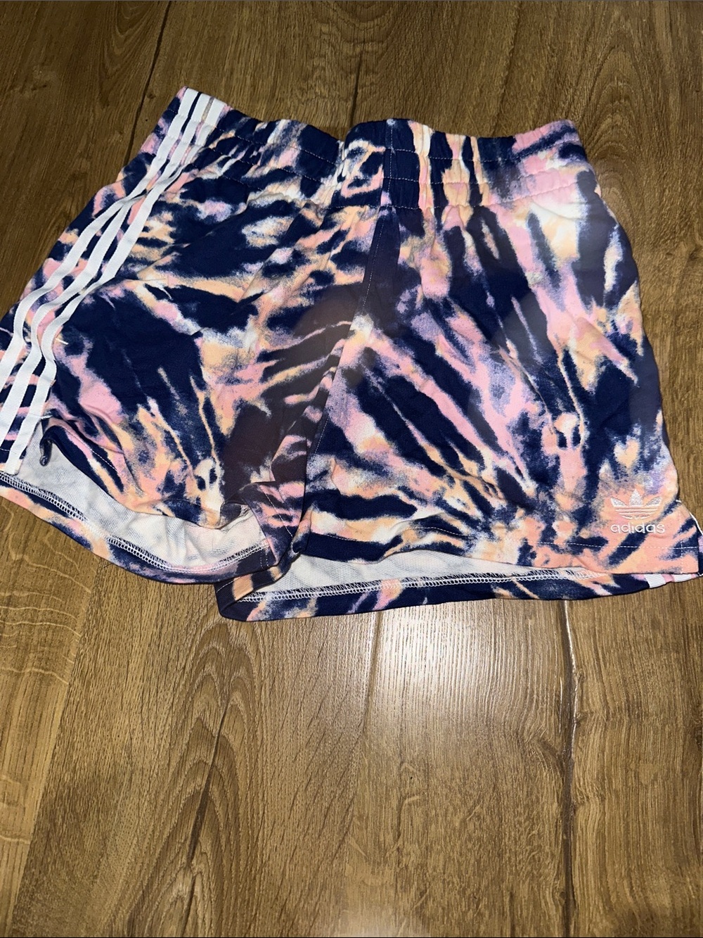 adidas Pink & Navy Tie-Dye Athletic Shorts